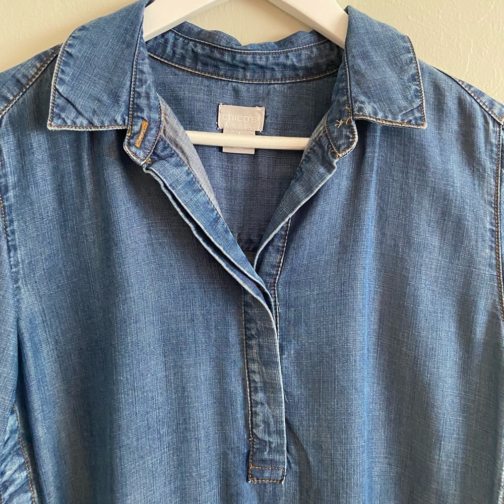 Chico's Classic Blue Denim Shirt - Picture 7 of 9